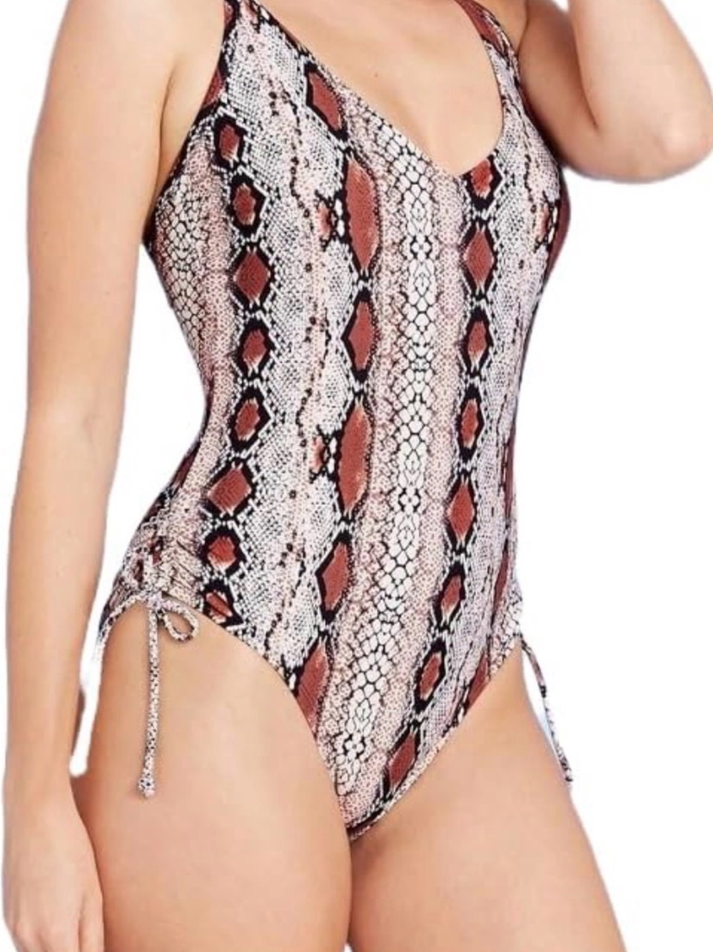 Sz Lg Kona Sol Women's Medium Coverage One Piece Swimsuit Snake Print